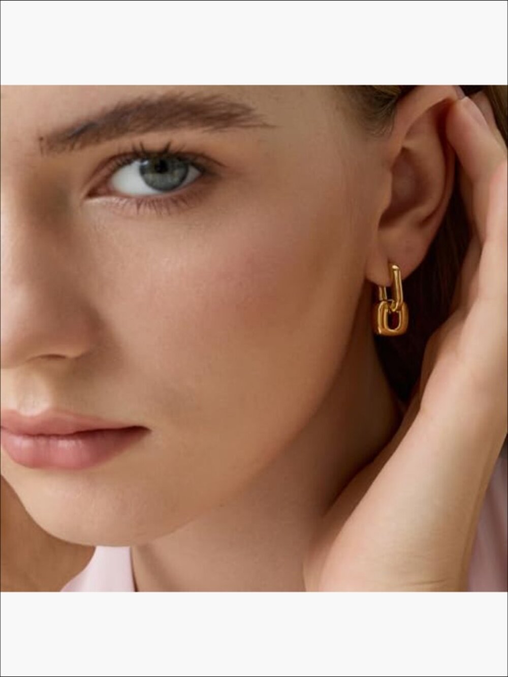 18K Gold Plated Chunky Hoop Earrings for Women Fashion Thick Gold Hoops Set - Picture 5 of 7